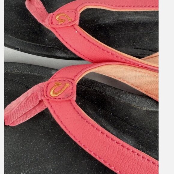 Olukai Kalupa Kai Pink Black Flip Flops Thongs Sandals Womens 7 - Picture 5 of 6